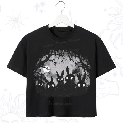 Purplehecate Creepy Weirdcore Bunny Crop T-Shirt