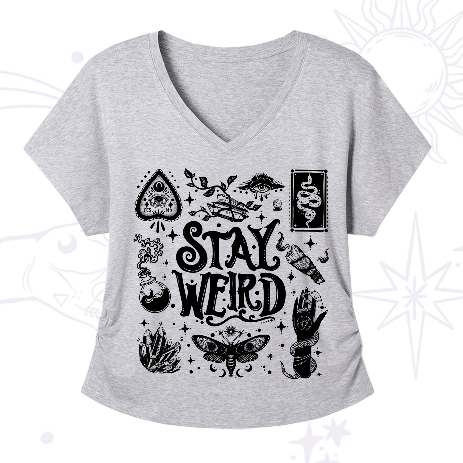 Purplehecate Stay Weird and Witchy V-Neck T-Shirt