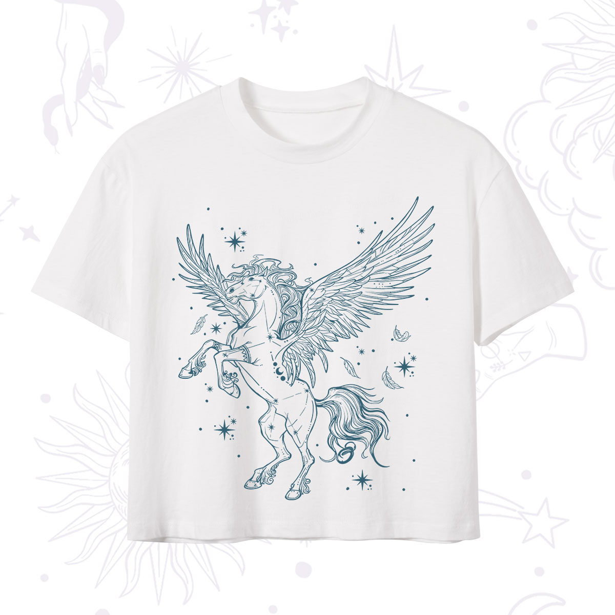 Purplehecate Celestial Pegasus Crop T-Shirt