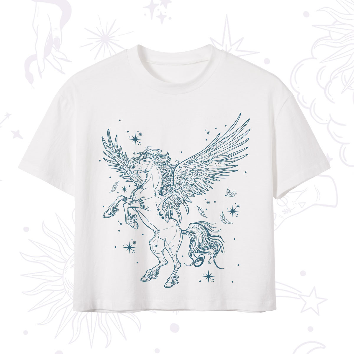 Purplehecate Celestial Pegasus Crop T-Shirt