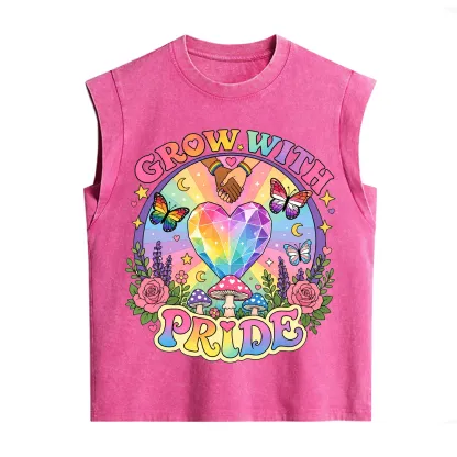 Purplehecate Grow With Pride Rainbow Heart Vintage Washed Tank