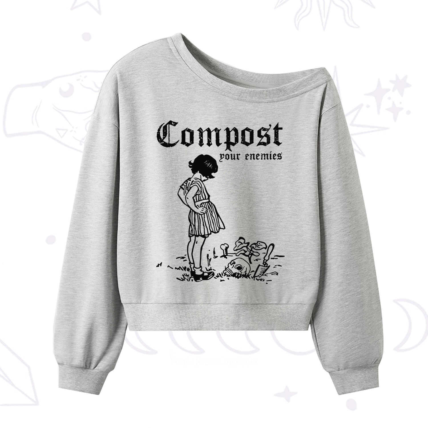 Purplehecate Compost Your Enemies One Shoulder Sweatshirt
