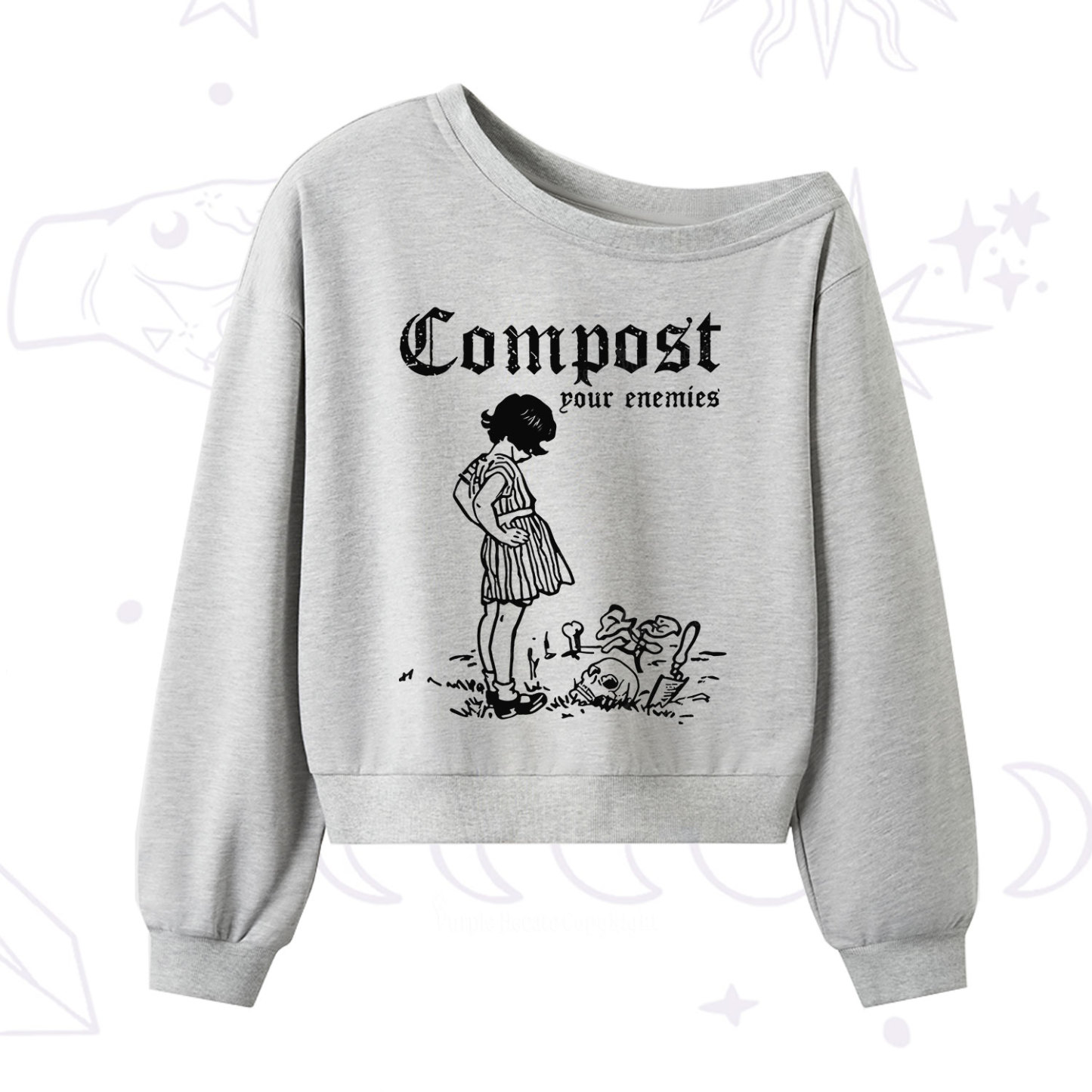 Purplehecate Compost Your Enemies One Shoulder Sweatshirt