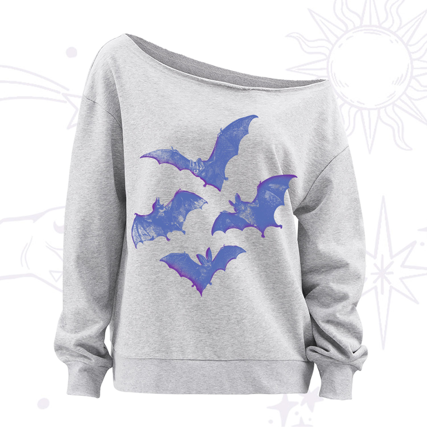 Purplehecate Vintage Bats Off The Shoulder Sweatshirt