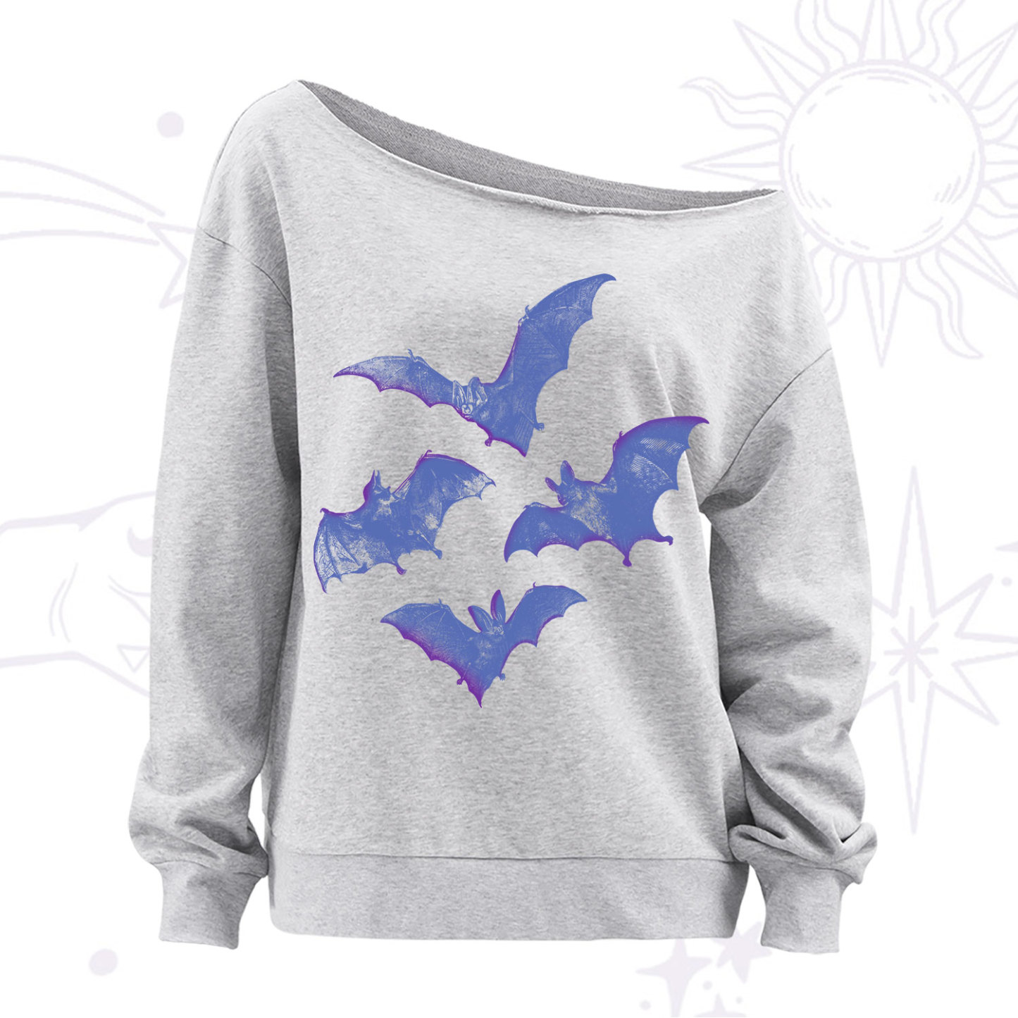 Purplehecate Vintage Bats Off The Shoulder Sweatshirt