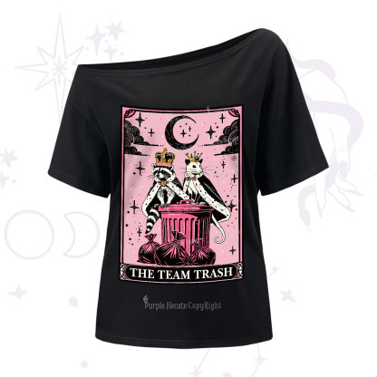 Purplehecate The Trash Kingdom's Tarot Opossum and Raccoon One Shoulder T-Shirt