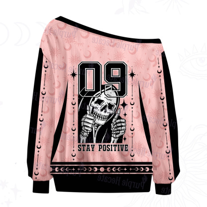 Purplehecate Stay Positive Off The Shoulder Graphic Jersey