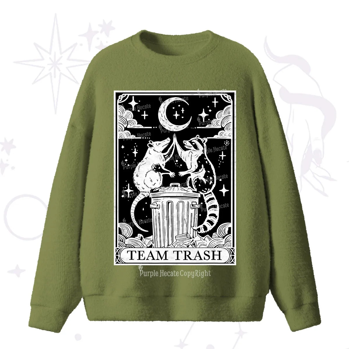 Purplehecate The Team Trash Tarot Fuzzy Ugly Sweater