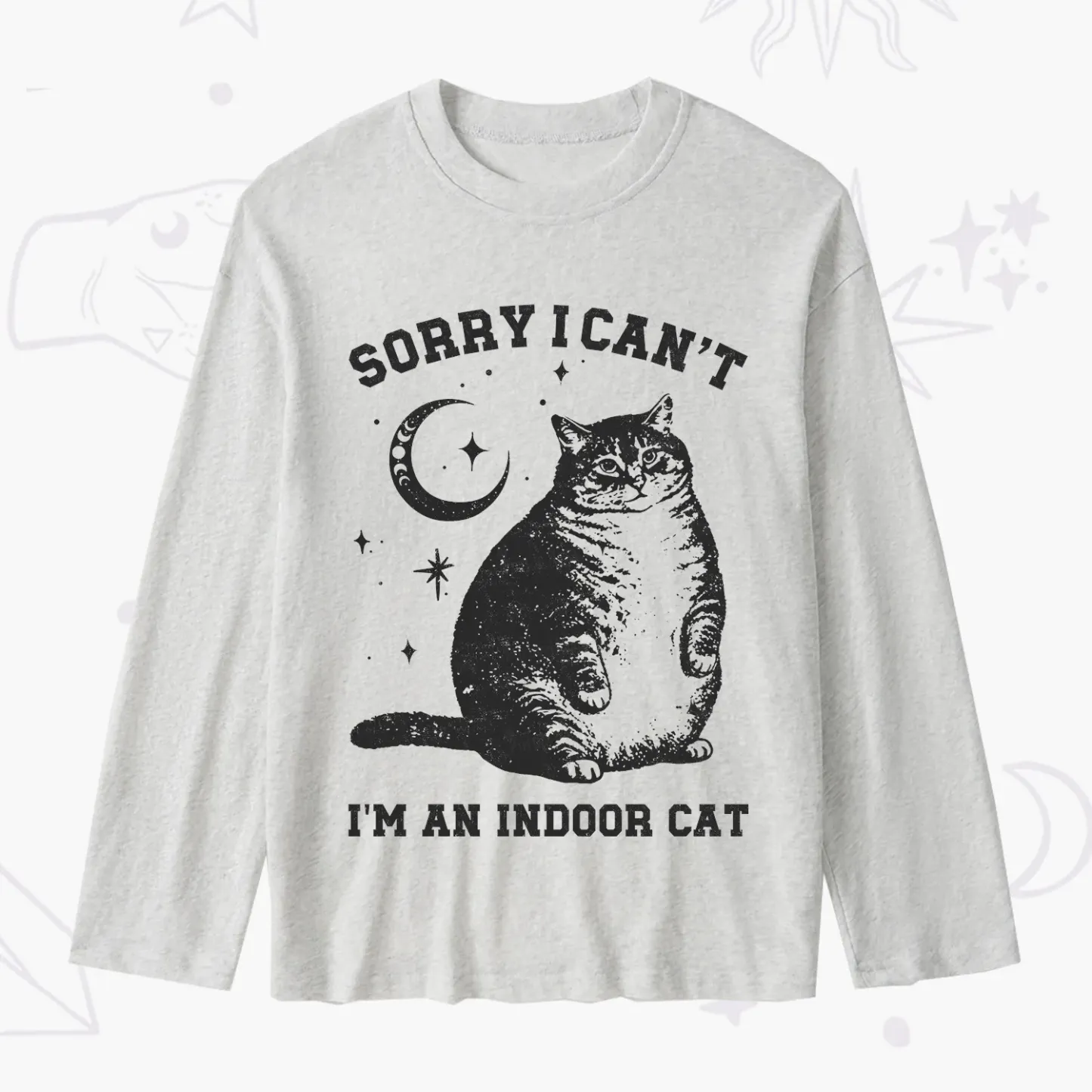 Purplehecate Sorry I Can't Go I'm an Indoor Cat Slub Long Sleeve T-Shirt