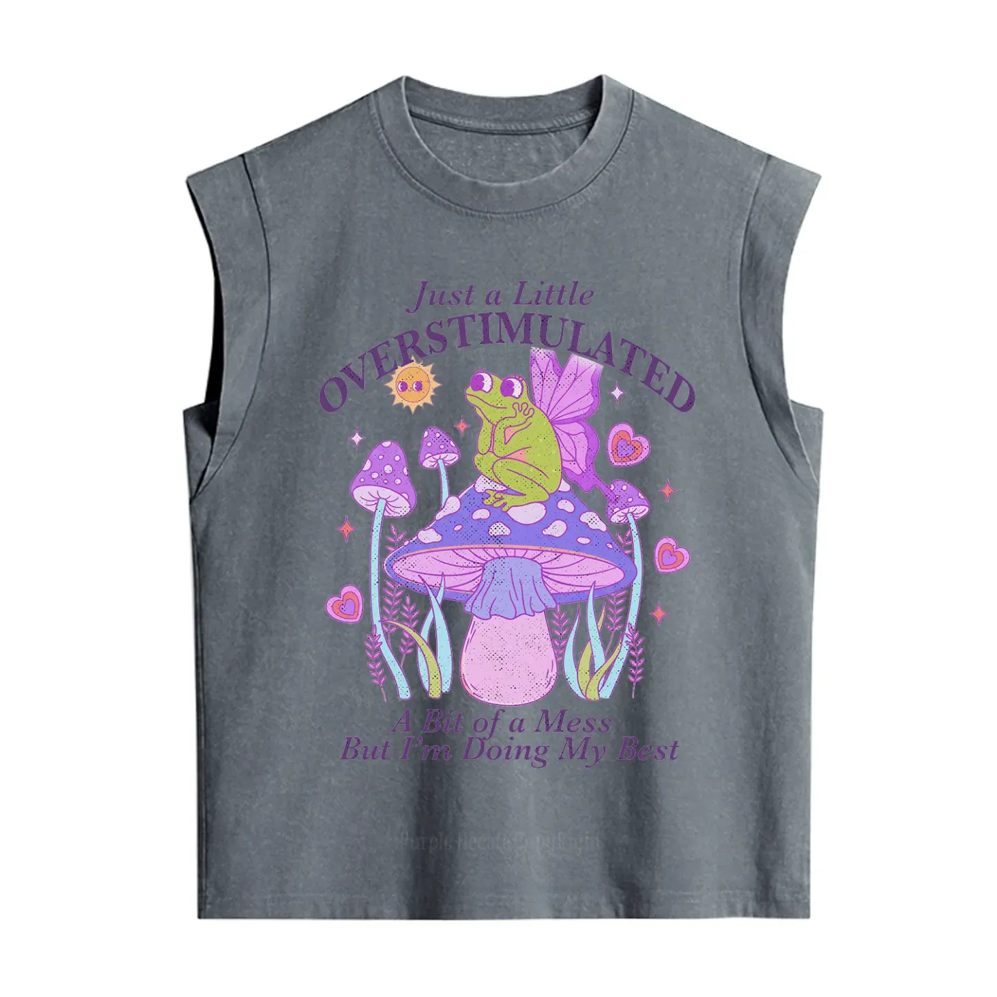 Purplehecate Just a Little Overstimulated Frog Vintage Washed Tank