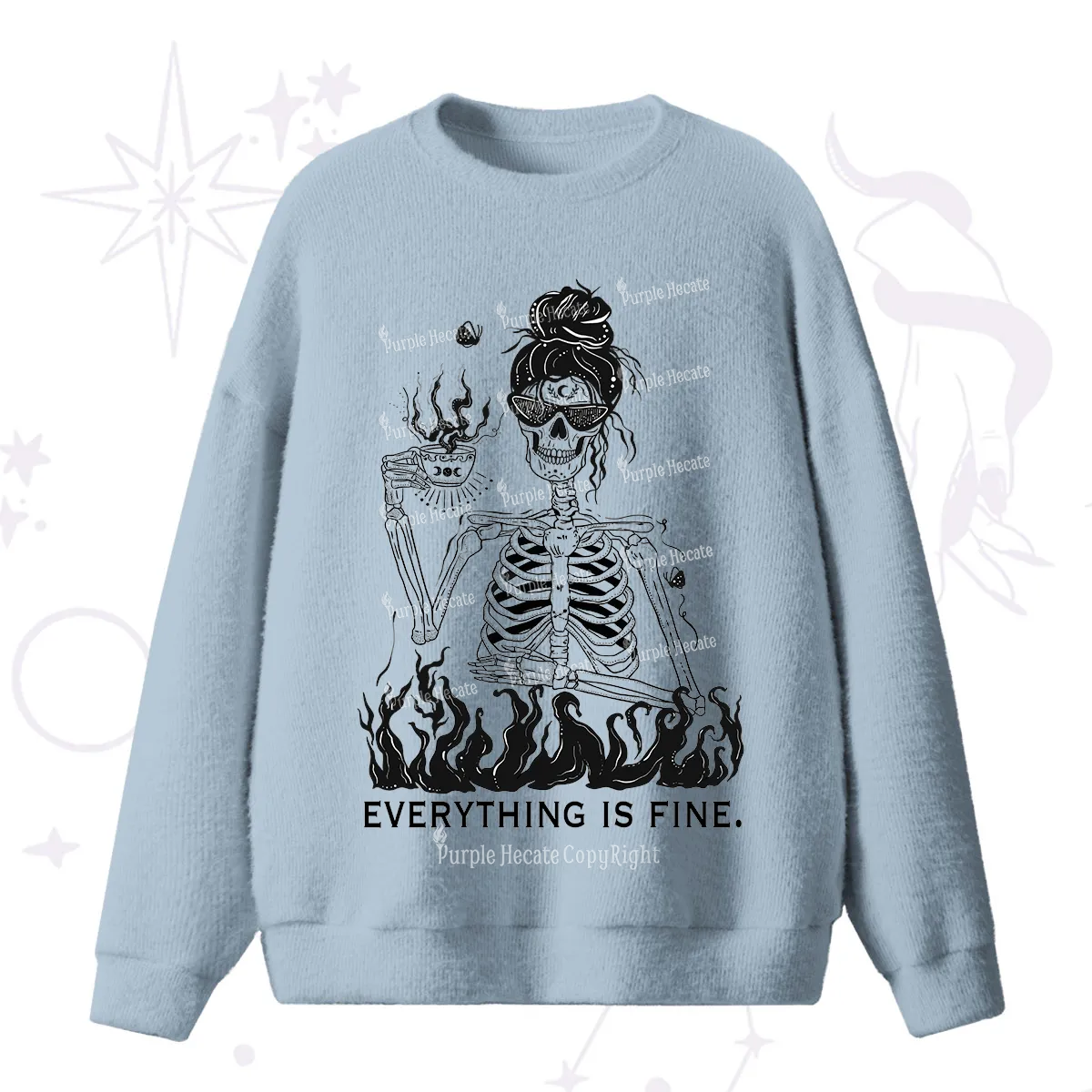 Purplehecate Everything Is Fine Fuzzy Ugly Sweater