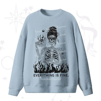 Purplehecate Everything Is Fine Fuzzy Ugly Sweater