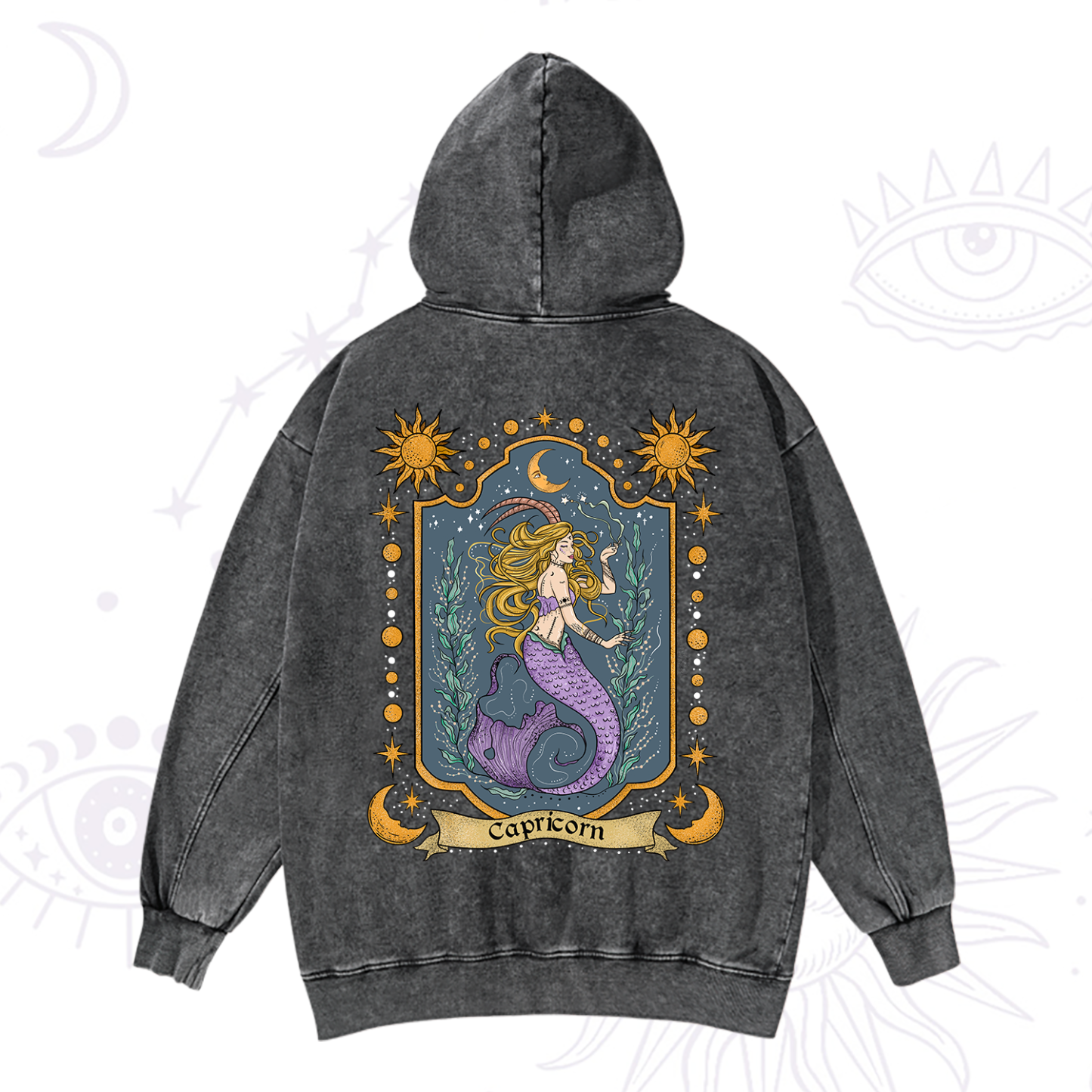 Magic Purplehecate Capricorn Zodiac Washed Hoodie