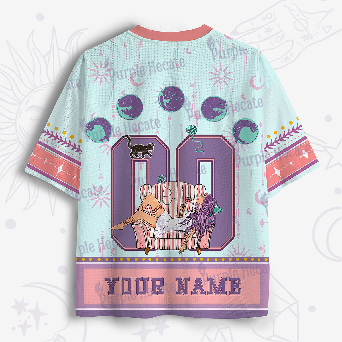 Personalized Purplehecate Cat Lover Mesh Jersey