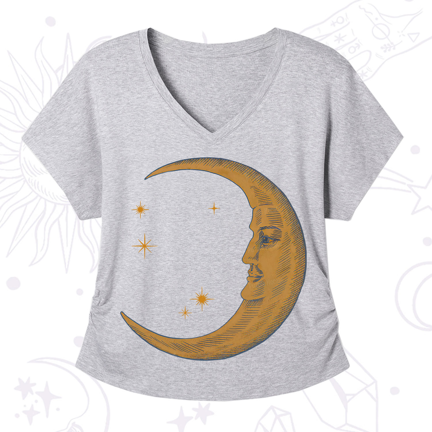 Purplehecate Celestial Moon V-Neck T-Shirt