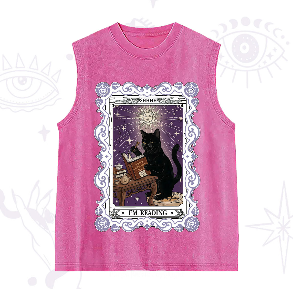 Purplehecate The Reading Cat Tarot Washed Tank
