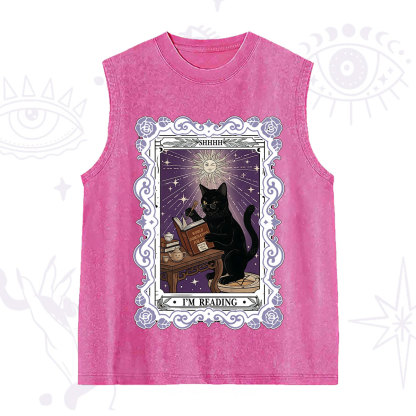 Purplehecate The Reading Cat Tarot Washed Tank