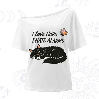 Purplehecate I Love Naps I Hate Alarms One Shoulder T-Shirt