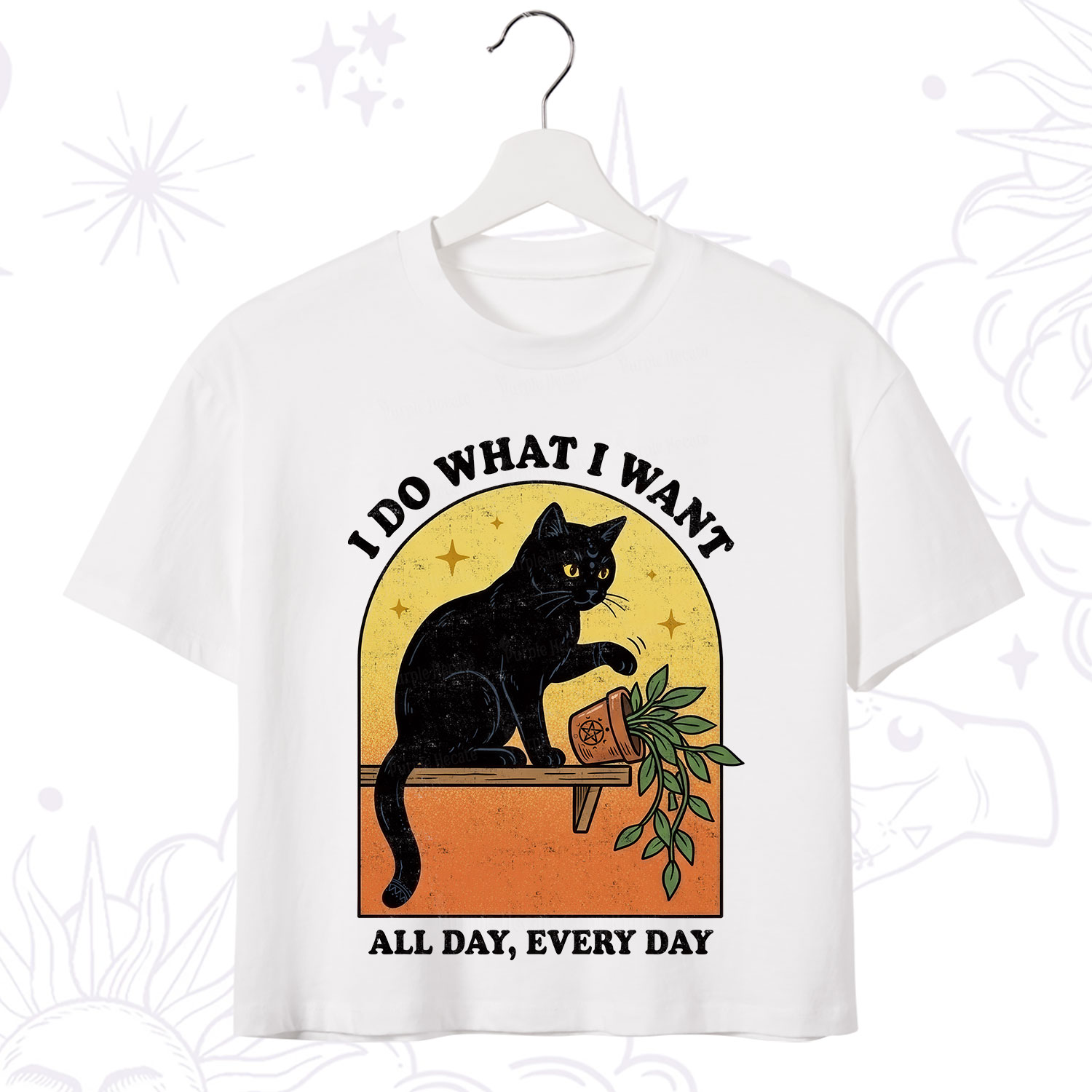 Purplehecate I Do What I Want Funny Black Cat Crop T-Shirt