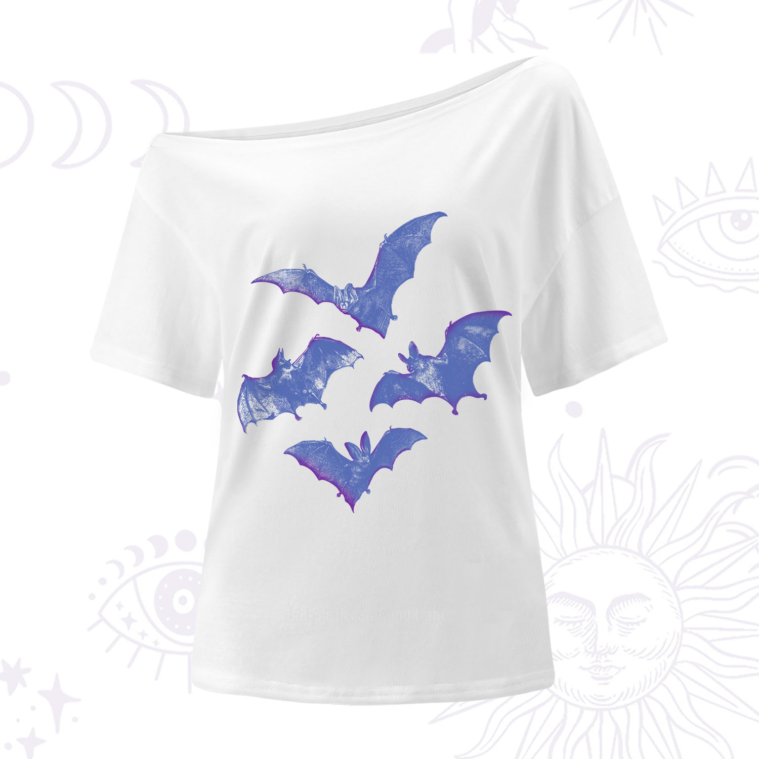 Purplehecate Vintage Bats One Shoulder T-Shirt