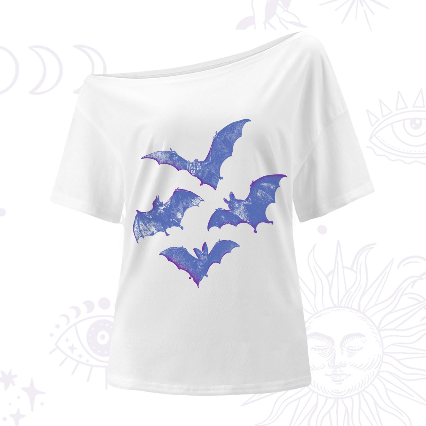 Purplehecate Vintage Bats One Shoulder T-Shirt