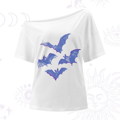 Purplehecate Vintage Bats One Shoulder T-Shirt