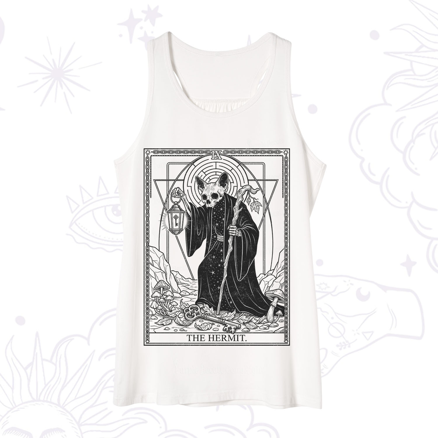 Purplehecate The Hermit Skeleton Cat Tarot Tank