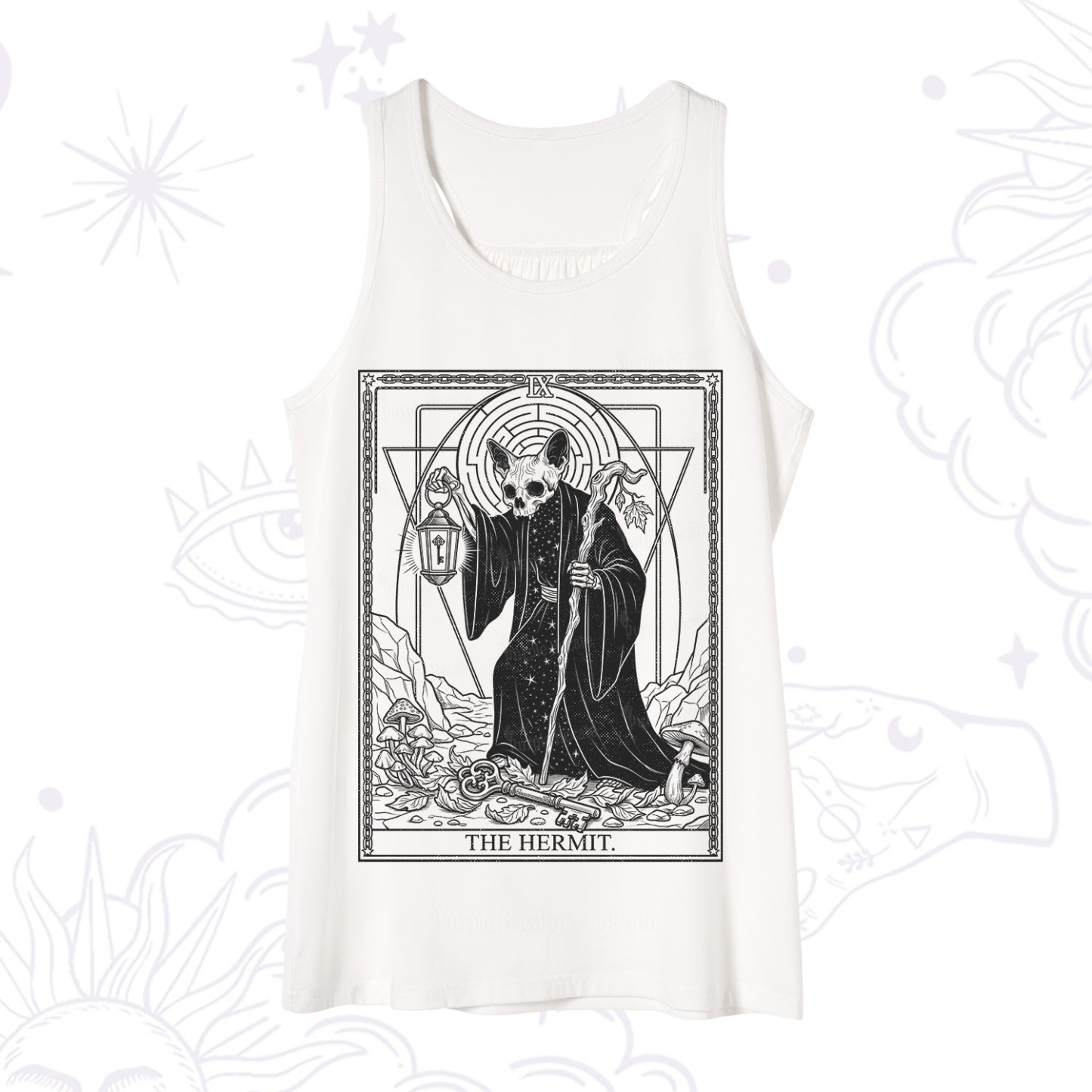Purplehecate The Hermit Skeleton Cat Tarot Tank