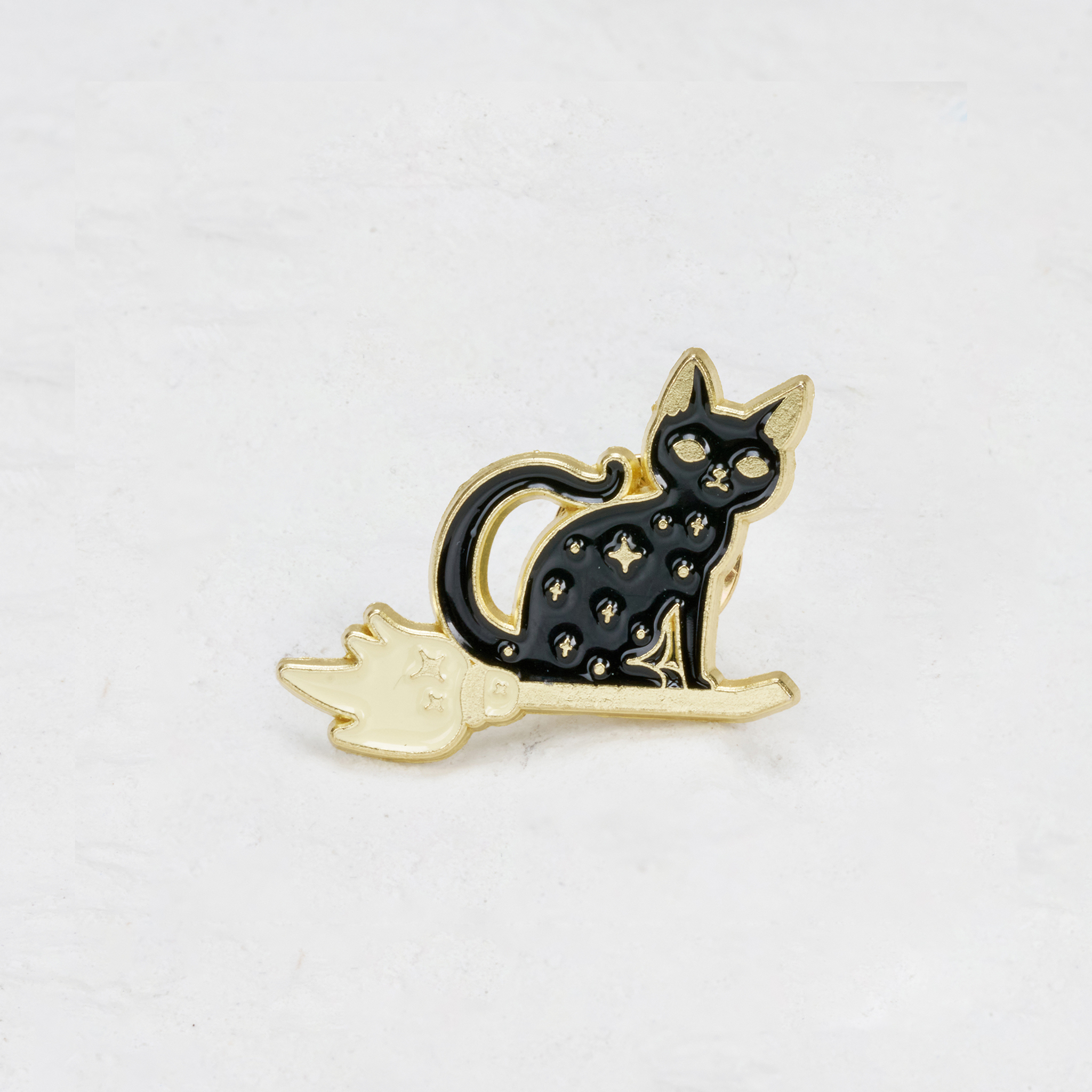 Purplehecate The Black Cat Riding A Broomstick Pin