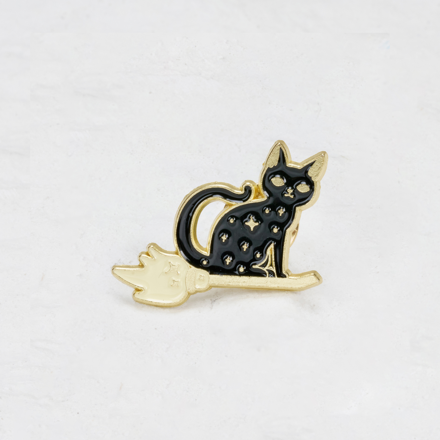 Purplehecate The Black Cat Riding A Broomstick Pin