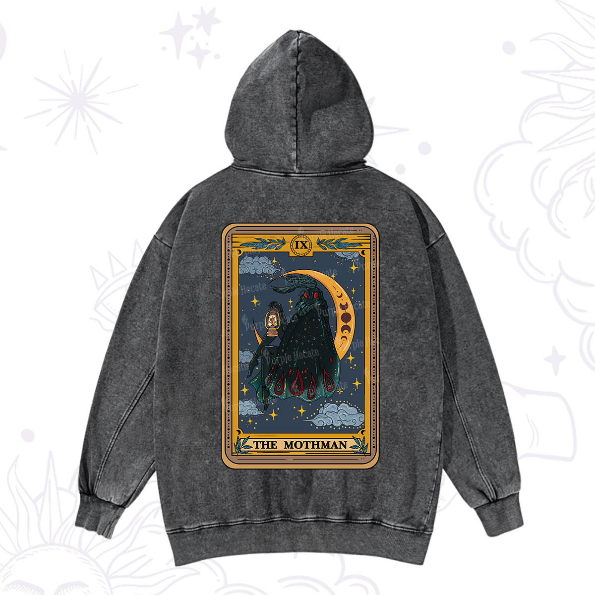 Purplehecate The Mothmen Tarot Washed Hoodie