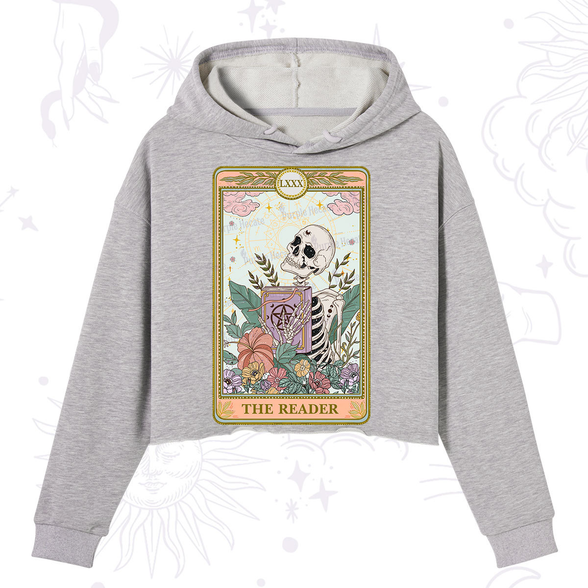 Purplehecate The Reader Occult Tarot Skeleton Crop Hoodie