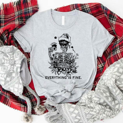 Purplehecate Everything Is Fine Christmas Couple T-Shirts