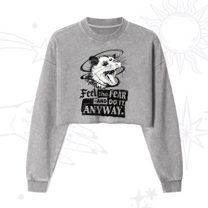 Purplehecate Feel The Fear And Do It Anyway Cropped Washed Sweatshirt