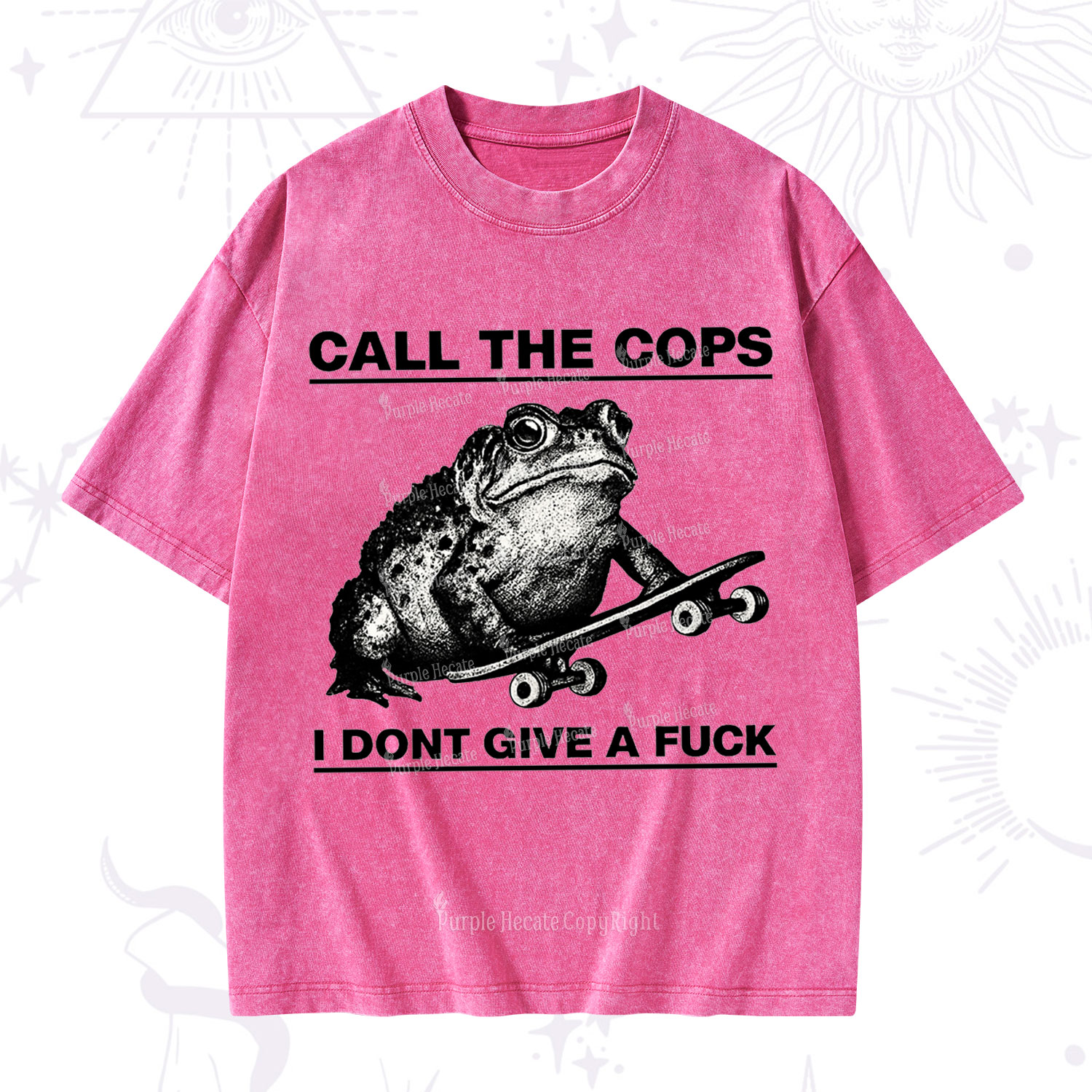 Purplehecate Call The Cops Frog Washed T-Shirt