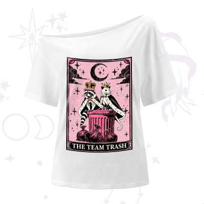 Purplehecate The Trash Kingdom's Tarot Opossum and Raccoon One Shoulder T-Shirt