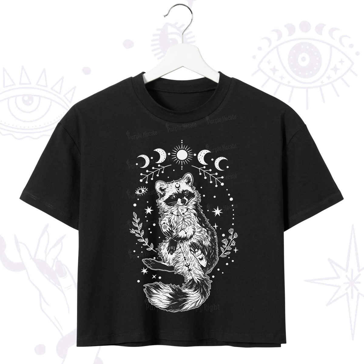 Purplehecate Lunar Magic Raccoon Crop T-Shirt