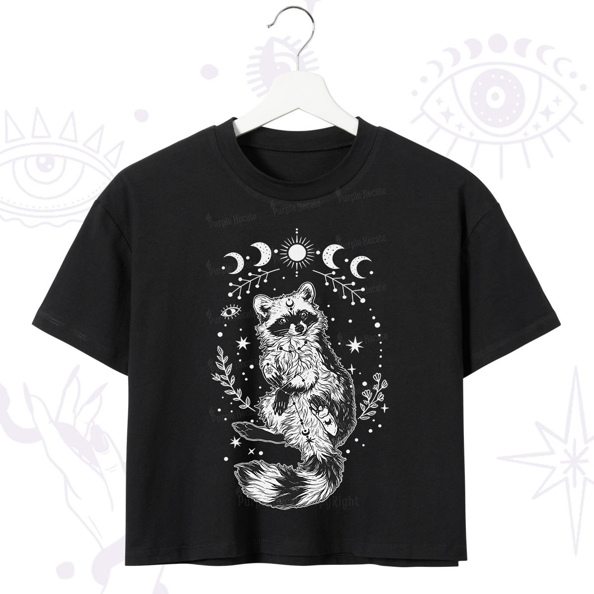 Purplehecate Lunar Magic Raccoon Crop T-Shirt