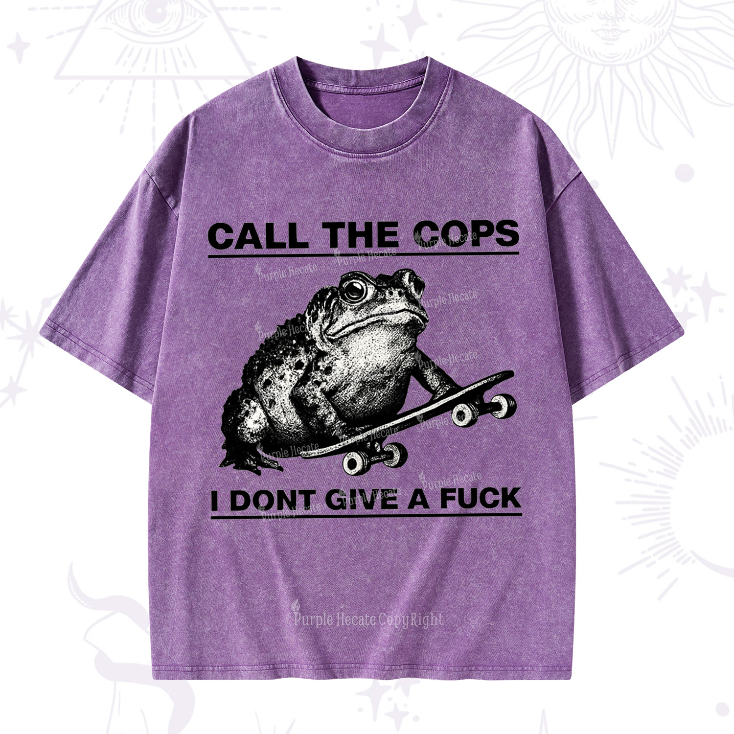 Purplehecate Call The Cops Frog Washed T-Shirt