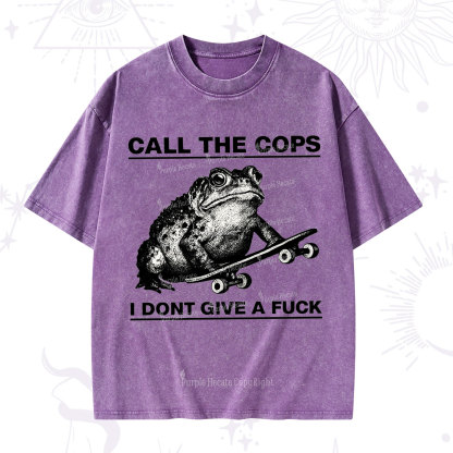 Purplehecate Call The Cops Frog Washed T-Shirt