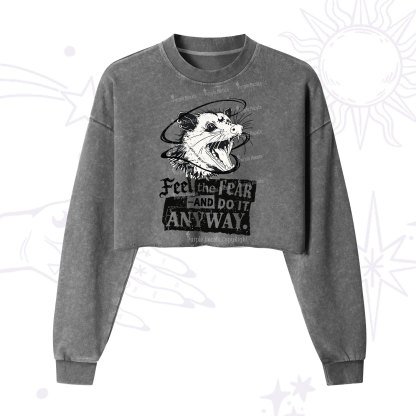 Purplehecate Feel The Fear And Do It Anyway Cropped Washed Sweatshirt