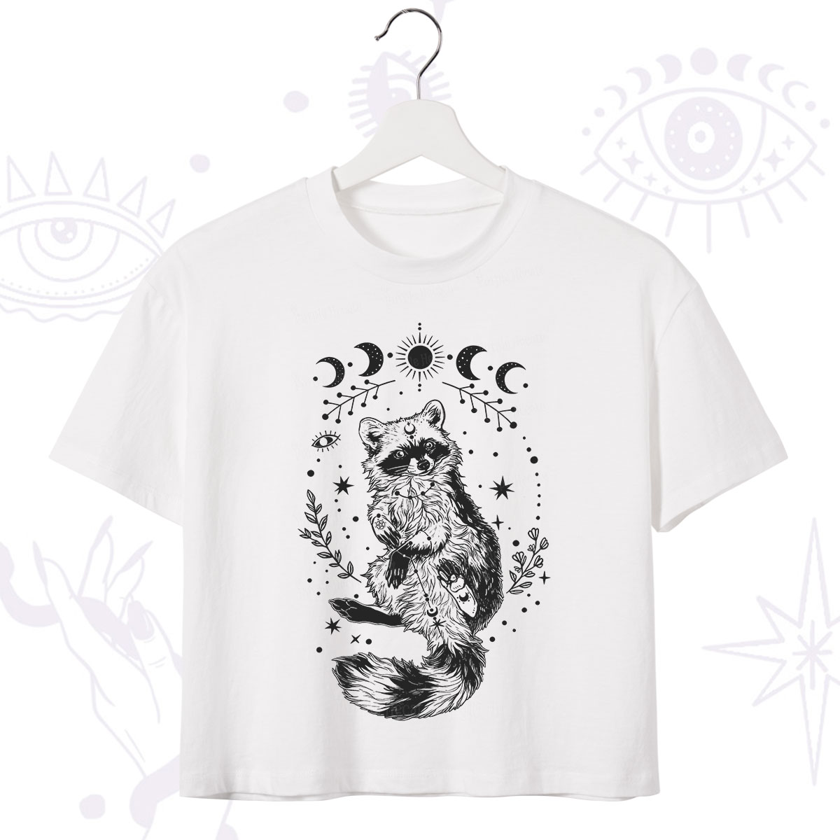 Purplehecate Lunar Magic Raccoon Crop T-Shirt