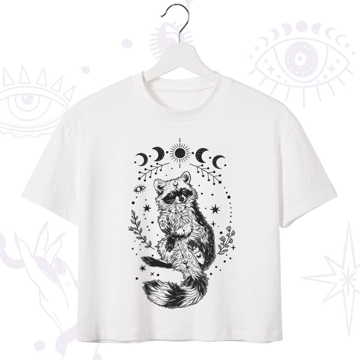 Purplehecate Lunar Magic Raccoon Crop T-Shirt