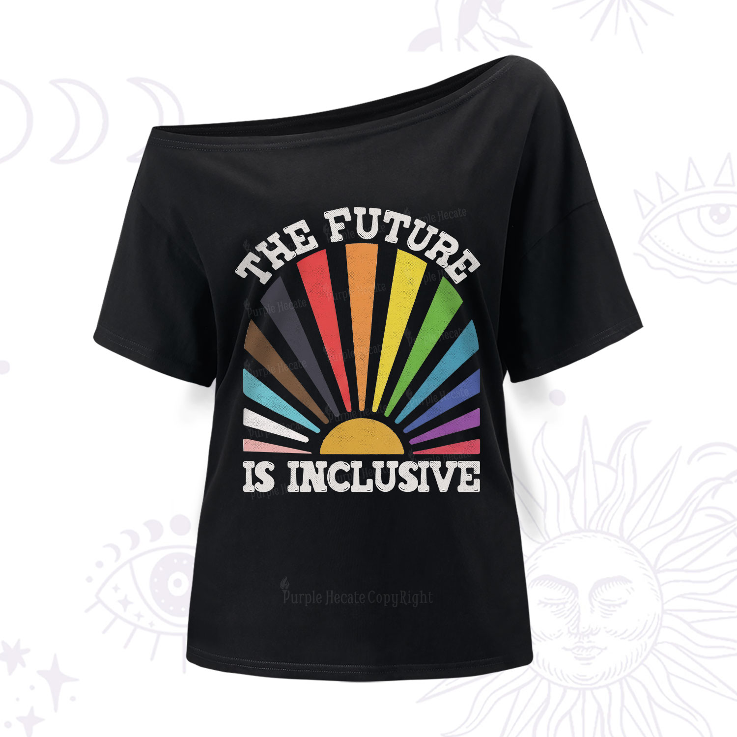 Purplehecate The Future Is Inclusive Rainbow One Shoulder T-Shirt
