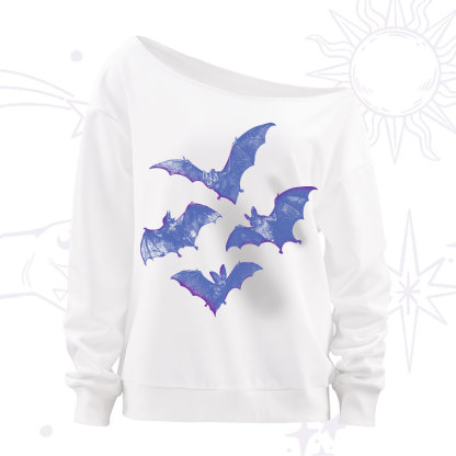 Purplehecate Vintage Bats Off The Shoulder Sweatshirt