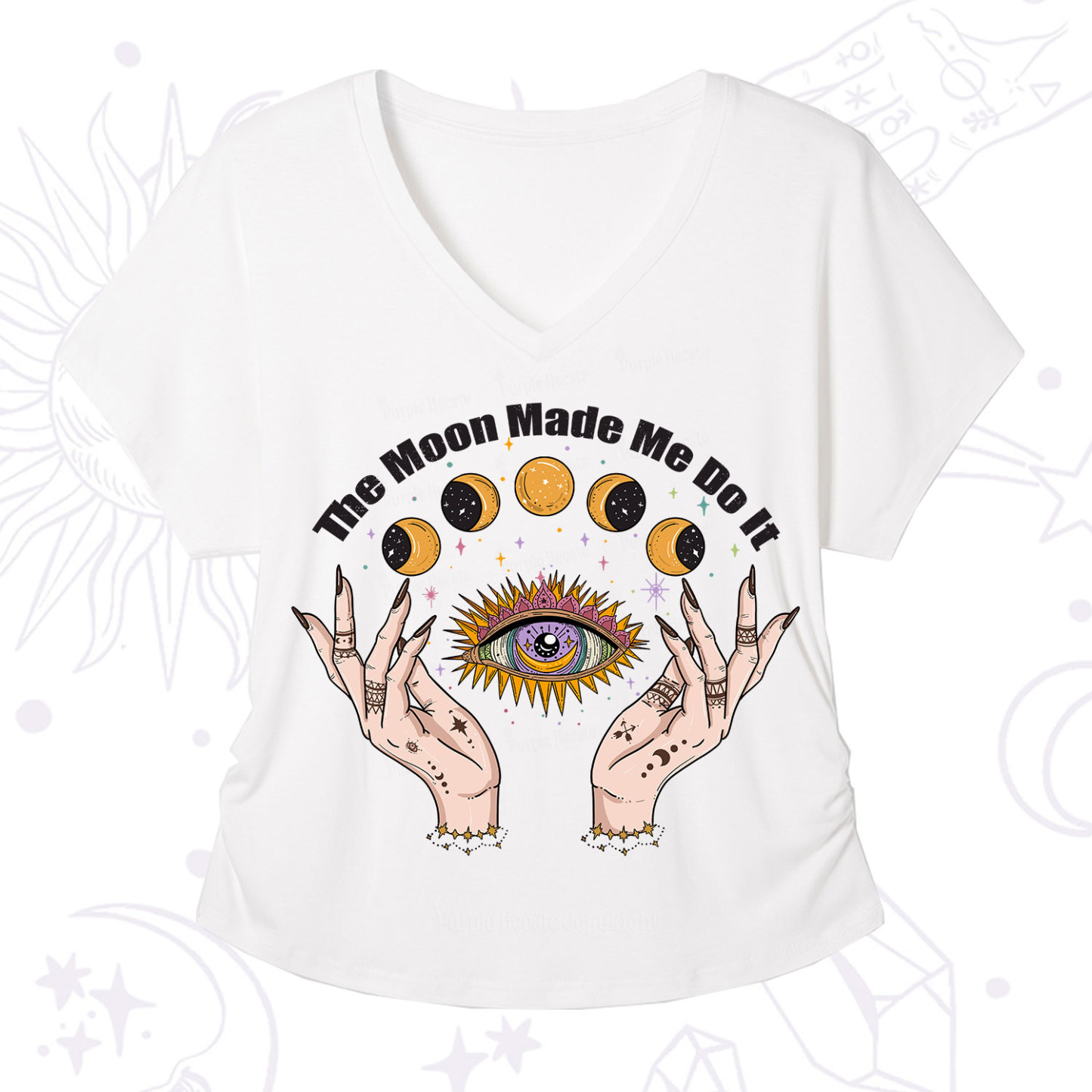 Purplehecate The Moon Made Me Do It V-Neck T-Shirt