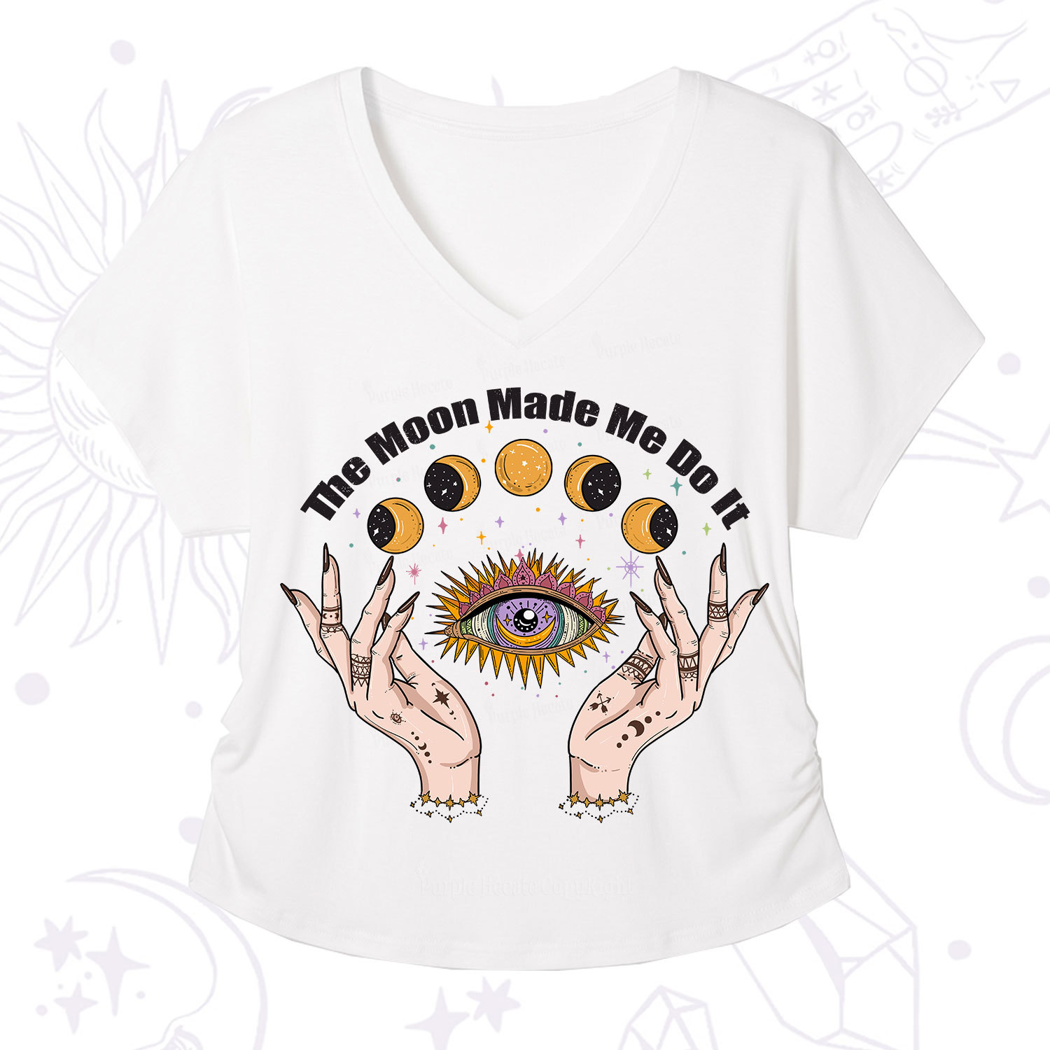 Purplehecate The Moon Made Me Do It V-Neck T-Shirt