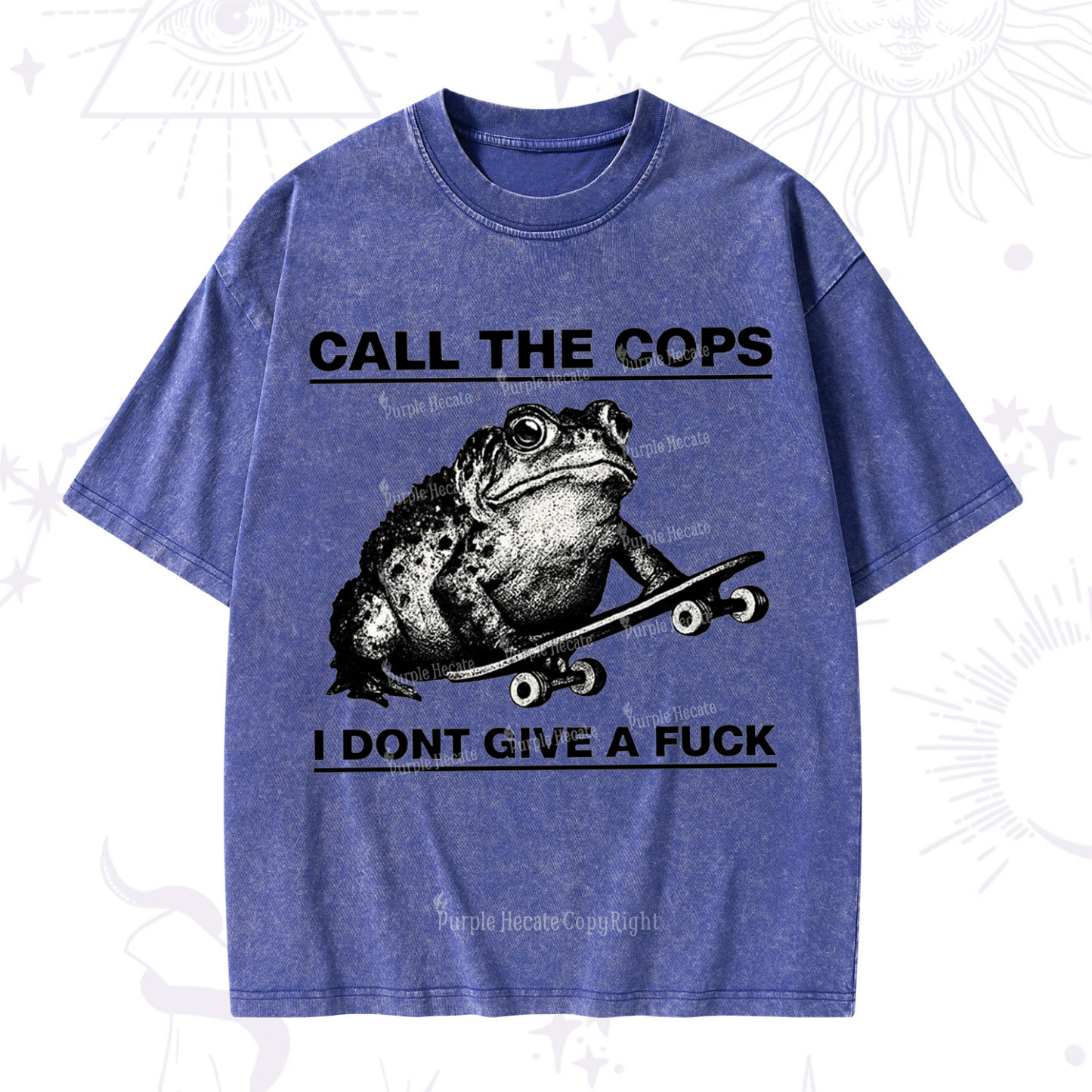 Purplehecate Call The Cops Frog Washed T-Shirt