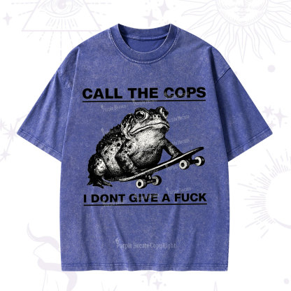 Purplehecate Call The Cops Frog Washed T-Shirt