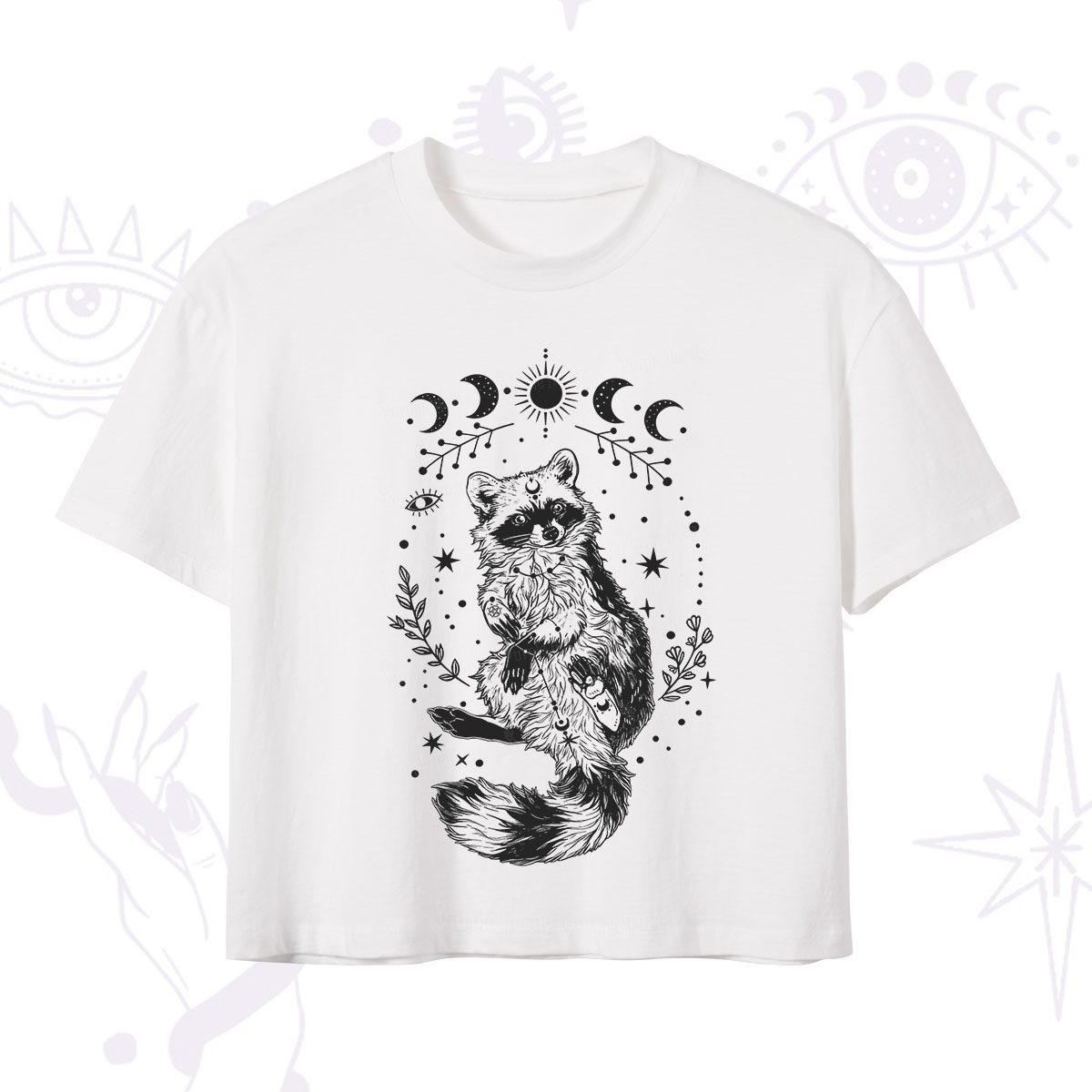 Purplehecate Lunar Magic Raccoon Crop T-Shirt